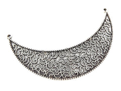 Large Crescent Filigree Necklace Focal Collar Pendant Connector - Matte Antique Silver Plated - 1PC