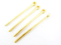 4 Long Simple Plain Rod Bar Charm Pendant - 22k Matte Gold Plated