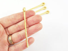 4 Long Simple Plain Rod Bar Charm Pendant - 22k Matte Gold Plated