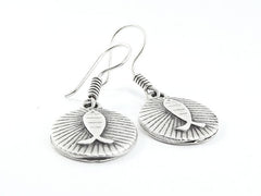 Round Fish Tribal Ethnic Silver Earrings - Authentic Turkish Style