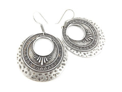 Deco Curl Statement Tribal Ethnic Silver Earrings - Authentic Turkish Style