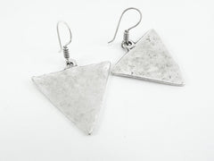 Triangle Shaped Tribal Silver Earrings - Authentic Turkish Style