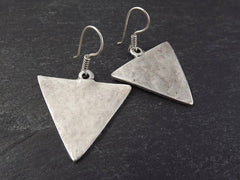 Triangle Shaped Tribal Silver Earrings - Authentic Turkish Style