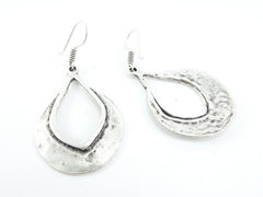 Tribal Teardrop Silver Ethnic Earrings - Authentic Turkish Style