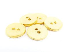 5 Chunky Cast Round Button Spacer Beads - 22k Matte Gold Plated