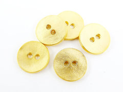 5 Chunky Cast Round Button Spacer Beads - 22k Matte Gold Plated