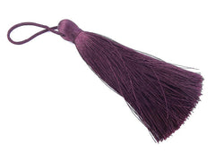 Extra Large Thick Deep Dusty Plum Silk Thread Tassels - 4.4 inches - 113mm - 1 pc