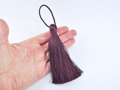 Extra Large Thick Deep Dusty Plum Silk Thread Tassels - 4.4 inches - 113mm - 1 pc