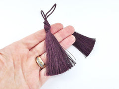 Long Deep Dusty Plum Silk Thread Tassels - 3 inches - 77mm - 2 pc