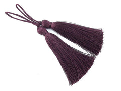 Long Deep Dusty Plum Silk Thread Tassels - 3 inches - 77mm - 2 pc