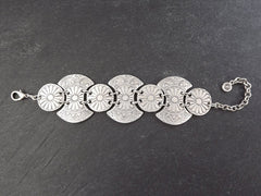 Tribal Daisy Chain Silver Statement Bracelet - Authentic Turkish Style