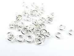 50 pcs - 4mm Bright Shiny Silver Plated Brass jumprings