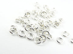 50 pcs - 4mm Bright Shiny Silver Plated Brass jumprings