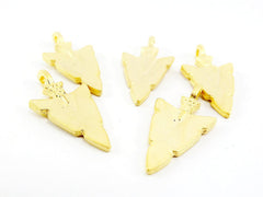 Cast Arrow Spear Head Charms - 22k Matte Gold Plated - 5pc