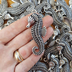Seahorse Pendant - Matte Antique Silver Plated
