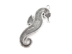 Seahorse Pendant - Matte Antique Silver Plated