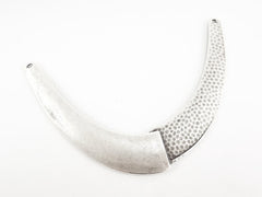 Large Smooth Hammered Necklace Focal Collar Pendant Connector - Matte Silver Plated - 1PC