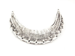 Ethnic Tribal Necklace Focal Collar Pendant Connector with 14 Holes - Matte Silver Plated - 1PC