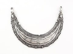 Ethnic Tribal Necklace Focal Collar Pendant Connector with 14 Holes - Matte Silver Plated - 1PC