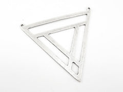 Extra Large Fretwork Triangle Minimalist Geometric Pendant - Type 1 - Matte Antique Silver Plated - 1pc