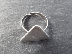 Triangle Adjustable Silver Ethnic Tribal Boho Geometric Statement Ring