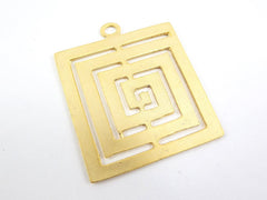 Large Fretwork Square Minimalist Geometric Pendant - 22k Matte Gold Plated - 1pc