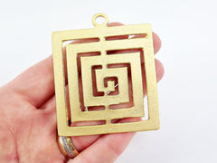 Large Fretwork Square Minimalist Geometric Pendant - 22k Matte Gold Plated - 1pc