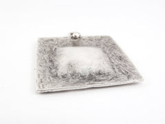 Large Textured Square Dome Pendant - Matte Antique Silver Plated - 1PC