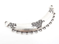Ethnic Looped Focal Collar Pendant Necklace Connector - Matte Antique Silver Plated - 1PC