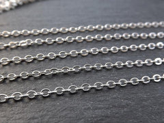 2.5mm Delicate Cable Chain - Matte Silver Plated - 1 Meter or 3.3 Feet