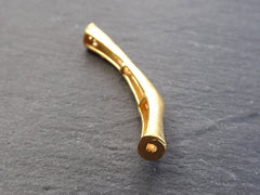 Gold Organic Curve Bar Bead, Gold Tube Spacer, Curve Tube, Beading Tube, 22k Matte Gold Plated 1 pc