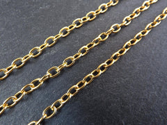 5mm Cable Chain - 22k Matte Gold Plated - 1 Meter or 3.3 Feet