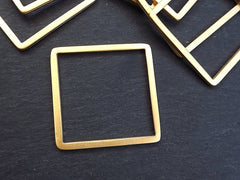 Large Gold Square Link Pendant Component, Geometric Connector LARGE, 22k Matte Gold Plated, 1pc