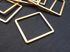 Large Gold Square Link Pendant Component, Geometric Connector LARGE, 22k Matte Gold Plated, 1pc