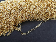 Gold Cable Chain, 7 x 6mm, Oval Link, Gold Chain, Bracelet Chain, Necklace Chain, Jewelry Chain, 22k Matte Gold Plated, 1 Meter or 3.3 Feet