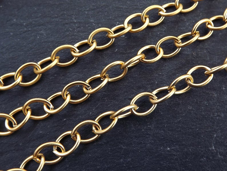Gold Cable Chain, 7 x 6mm, Oval Link, Gold Chain, Bracelet Chain, Neck –  LylaSupplies