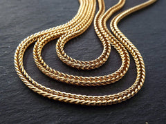 Gold Foxtail Chain, Bali Woven Rope Chain, Braided Chain, 3mm Gold Plated Fox Tail Snake Chain, 22k Matte Gold Plated, 1 Meter