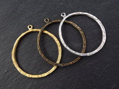Gold Organic Loop Pendant, Large Gold Earring Hoop, Gold Geometric Ring Pendant, Closed Loop, 53mm, Top Loop, 22k Matte Gold Plated 1pc