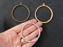 Gold Organic Loop Pendant, Large Gold Earring Hoop, Gold Geometric Ring Pendant, Closed Loop, 53mm, Top Loop, 22k Matte Gold Plated 1pc