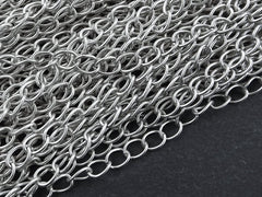 Silver Twisted Link Chain, Silver Twisted Chain, Silver Chain, Twisted Cable Chain, Matte Antique Silver Plated - 1 Meter or 3.3 Feet