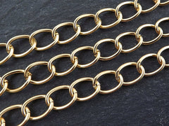 Gold Twisted Link Chain, Gold Twisted Chain, Gold Chain, Twisted Cable Chain, 22k Matte Gold Plated - 1 Meter or 3.3 Feet