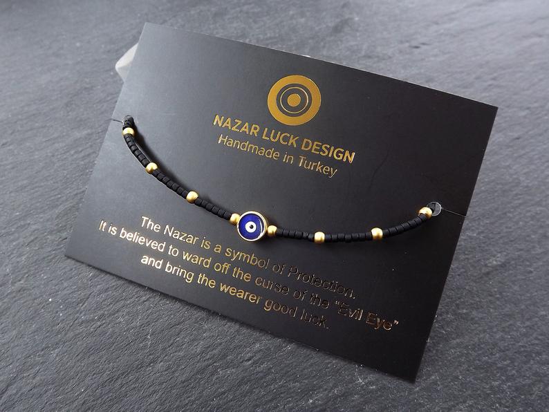 2 x Black Cord Blue Evil Eye Bracelet Luck String Protection Gift Men Women  | eBay