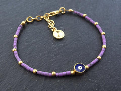 Purple Evil Eye Bracelet, Good Luck Gift, Protect, Lucky, Friendship Bracelet, Turkish Nazar,