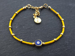 Yellow Evil Eye Bracelet, Good Luck Gift, Protect, Lucky, Friendship Bracelet, Turkish Eye Nazar
