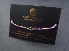 Purple Evil Eye Bracelet, Good Luck Gift, Protect, Lucky, Friendship Bracelet, Turkish Nazar,