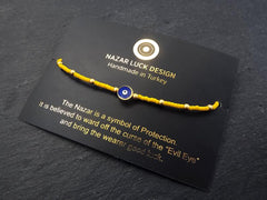 Yellow Evil Eye Bracelet, Good Luck Gift, Protect, Lucky, Friendship Bracelet, Turkish Eye Nazar