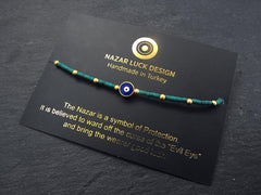 Teal Green Evil Eye Bracelet, Good Luck Gift, Protect, Lucky, Friendship Bracelet, Turkish Nazar