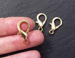 Large Gold Lobster Clasp, Lobster Claw, Gold Clasps, Parrot Clasps, Gold Parrot Clasps, Gold Claw Clasp, 22k Matte Gold Plated, 21x11mm, 3pc