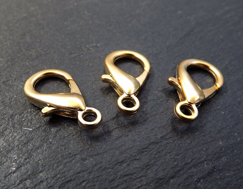 Large Gold Lobster Clasp, Lobster Claw, Gold Clasps, Parrot Clasps
