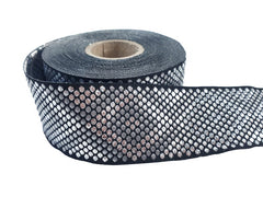 Gray Silver Geometric Dot Diamond Woven Jacquard Trim, Embroidered Ribbon, 35mm, Sewing Supplies